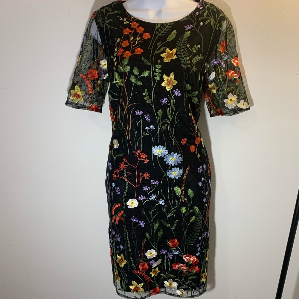 NWOT Mark & Spenser Black lace floral dress